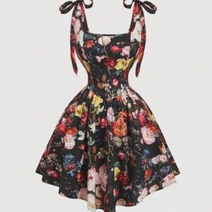 Floral Black Dress